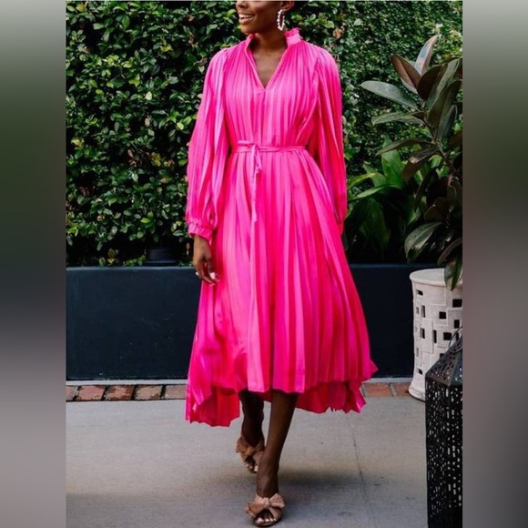 CROSBY by Mollie Burch Vibrant Pink Long Sleeve Dress - Picture 1 of 7